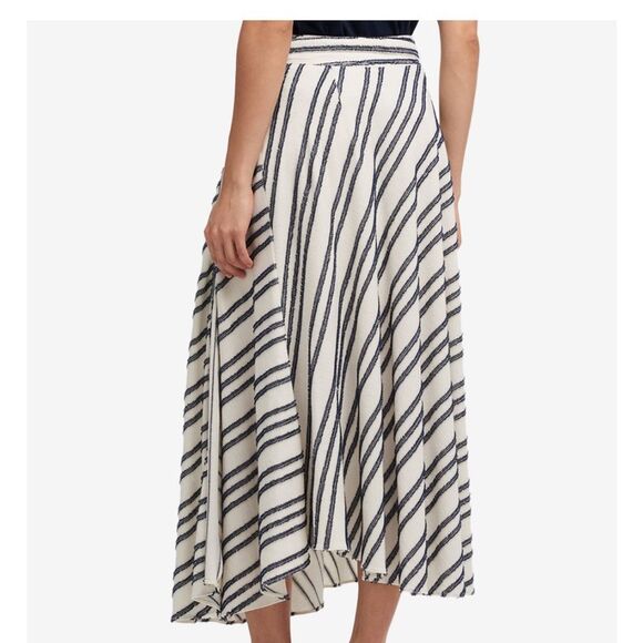 NEW! DKNY Asymmetrical Eyelash Fringe Stripe Belted Maxi Skirt - 4 ~ $109 - Picture 4 of 15